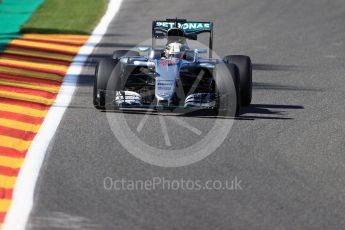 World © Octane Photographic Ltd. Mercedes AMG Petronas W07 Hybrid – Lewis Hamilton. Friday 26th August 2016, F1 Belgian GP Practice 1, Spa-Francorchamps, Belgium. Digital Ref : 1680LB1D6911