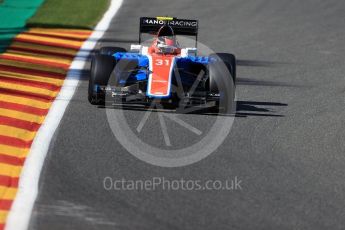 World © Octane Photographic Ltd. Manor Racing MRT05 – Esteban Ocon. Friday 26th August 2016, F1 Belgian GP Practice 1, Spa-Francorchamps, Belgium. Digital Ref : 1680LB1D7006