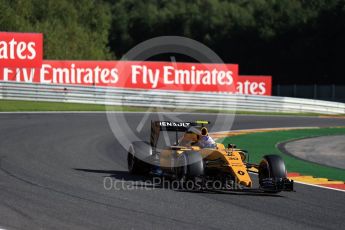 World © Octane Photographic Ltd. Renault Sport F1 Team RS16 – Jolyon Palmer. Friday 26th August 2016, F1 Belgian GP Practice 1, Spa-Francorchamps, Belgium. Digital Ref : 1680LB2D3355