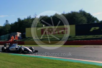 World © Octane Photographic Ltd. Williams Martini Racing, Williams Mercedes FW38 – Felipe Massa. Friday 26th August 2016, F1 Belgian GP Practice 1, Spa-Francorchamps, Belgium. Digital Ref : 1680LB2D3558
