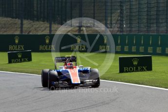 World © Octane Photographic Ltd. Manor Racing MRT05 – Esteban Ocon. Friday 26th August 2016, F1 Belgian GP Practice 2, Spa-Francorchamps, Belgium. Digital Ref : 1681LB1D7117