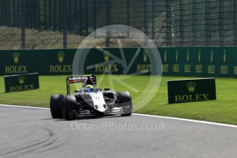 World © Octane Photographic Ltd. Sahara Force India VJM09 - Sergio Perez. Friday 26th August 2016, F1 Belgian GP Practice 2, Spa-Francorchamps, Belgium. Digital Ref : 1681LB1D7147