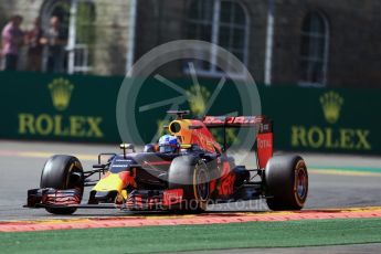 World © Octane Photographic Ltd. Red Bull Racing RB12 – Daniel Ricciardo. Friday 26th August 2016, F1 Belgian GP Practice 2, Spa-Francorchamps, Belgium. Digital Ref : 1681LB1D7424