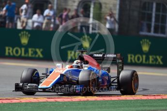 World © Octane Photographic Ltd. Manor Racing MRT05 - Pascal Wehrlein. Friday 26th August 2016, F1 Belgian GP Practice 2, Spa-Francorchamps, Belgium. Digital Ref : 1681LB1D7445