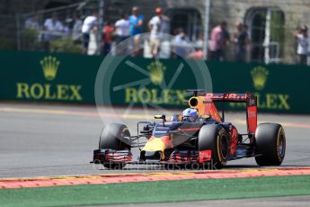 World © Octane Photographic Ltd. Red Bull Racing RB12 – Daniel Ricciardo. Friday 26th August 2016, F1 Belgian GP Practice 2, Spa-Francorchamps, Belgium. Digital Ref : 1681LB1D7472