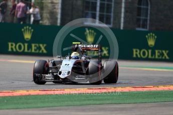 World © Octane Photographic Ltd. Sahara Force India VJM09 - Sergio Perez. Friday 26th August 2016, F1 Belgian GP Practice 2, Spa-Francorchamps, Belgium. Digital Ref : 1681LB1D7495