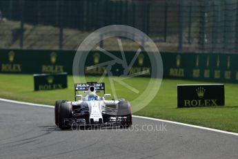 World © Octane Photographic Ltd. Williams Martini Racing, Williams Mercedes FW38 – Felipe Massa. Friday 26th August 2016, F1 Belgian GP Practice 2, Spa-Francorchamps, Belgium. Digital Ref : 1681LB1D7596