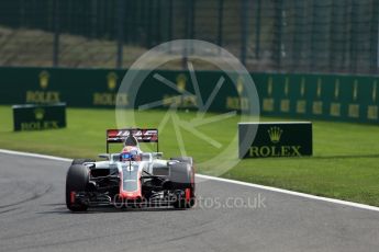 World © Octane Photographic Ltd. Haas F1 Team VF-16 – Romain Grosjean. Friday 26th August 2016, F1 Belgian GP Practice 2, Spa-Francorchamps, Belgium. Digital Ref : 1681LB1D7638