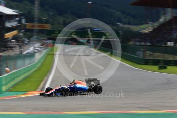 World © Octane Photographic Ltd. Manor Racing MRT05 – Esteban Ocon. Friday 26th August 2016, F1 Belgian GP Practice 2, Spa-Francorchamps, Belgium. Digital Ref : 1681LB2D3778