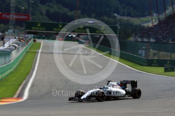 World © Octane Photographic Ltd. Williams Martini Racing, Williams Mercedes FW38 – Felipe Massa. Friday 26th August 2016, F1 Belgian GP Practice 2, Spa-Francorchamps, Belgium. Digital Ref : 1681LB2D3790