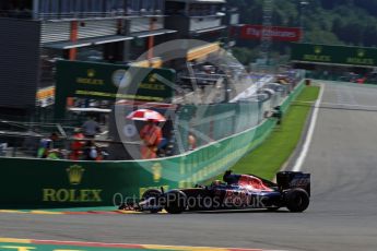 World © Octane Photographic Ltd. Scuderia Toro Rosso STR11 – Daniil Kvyat. Friday 26th August 2016, F1 Belgian GP Practice 2, Spa-Francorchamps, Belgium. Digital Ref : 1681LB2D3804
