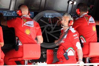 World © Octane Photographic Ltd. Scuderia Ferrari - Maurizio Arrivabene. Saturday 27th August 2016, F1 Belgian GP Practice 3, Spa-Francorchamps, Belgium. Digital Ref : 1687LB1D9515