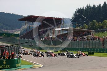 World © Octane Photographic Ltd. Mercedes AMG Petronas W07 Hybrid – Nico Rosberg leads race start. Sunday 28th August 2016, F1 Belgian GP Race, Spa-Francorchamps, Belgium. Digital Ref : 1692LB1D2488