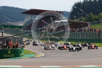 World © Octane Photographic Ltd. Mercedes AMG Petronas W07 Hybrid – Nico Rosberg leads race start. Sunday 28th August 2016, F1 Belgian GP Race, Spa-Francorchamps, Belgium. Digital Ref : 1692LB1D2494