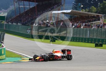 World © Octane Photographic Ltd. Red Bull Racing RB12 – Max Verstappen. Sunday 28th August 2016, F1 Belgian GP Race, Spa-Francorchamps, Belgium. Digital Ref : 1692LB1D2719