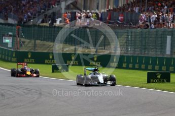 World © Octane Photographic Ltd. Mercedes AMG Petronas W07 Hybrid – Nico Rosberg leads after restart. Sunday 28th August 2016, F1 Belgian GP Race, Spa-Francorchamps, Belgium. Digital Ref: 1692LB2D5092