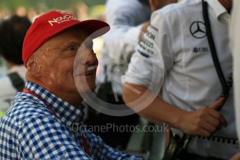 World © Octane Photographic Ltd. Mercedes AMG Petronas - Niki Lauda. Sunday 28th August 2016, F1 Belgian GP Race Podium, Spa-Francorchamps, Belgium. Digital Ref : 1693LB1D2761