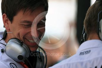 World © Octane Photographic Ltd. Mercedes AMG Petronas - Toto Wolff. Sunday 28th August 2016, F1 Belgian GP Race Podium, Spa-Francorchamps, Belgium. Digital Ref : 1693LB1D2773