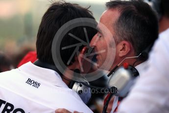 World © Octane Photographic Ltd. Mercedes AMG Petronas - Toto Wolff and Paddy Lowe. Sunday 28th August 2016, F1 Belgian GP Race Podium, Spa-Francorchamps, Belgium. Digital Ref : 1693LB1D2796