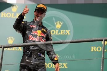 World © Octane Photographic Ltd. Red Bull Racing – Daniel Ricciardo. Sunday 28th August 2016, F1 Belgian GP Race Podium, Spa-Francorchamps, Belgium. Digital Ref : 1693LB1D2848