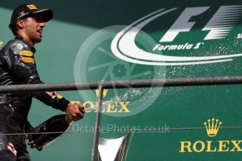 World © Octane Photographic Ltd. Red Bull Racing – Daniel Ricciardo. Sunday 28th August 2016, F1 Belgian GP Race Podium, Spa-Francorchamps, Belgium. Digital Ref : 1693LB1D3138