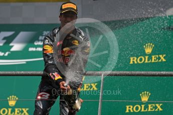 World © Octane Photographic Ltd. Red Bull Racing – Daniel Ricciardo. Sunday 28th August 2016, F1 Belgian GP Race Podium, Spa-Francorchamps, Belgium. Digital Ref : 1693LB1D3198