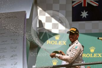 World © Octane Photographic Ltd. Mercedes AMG Petronas – Lewis Hamilton. Sunday 28th August 2016, F1 Belgian GP Race Podium, Spa-Francorchamps, Belgium. Digital Ref : 1693LB1D3265