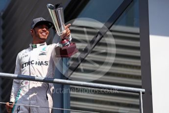 World © Octane Photographic Ltd. Mercedes AMG Petronas – Lewis Hamilton. Sunday 28th August 2016, F1 Belgian GP Race Podium, Spa-Francorchamps, Belgium. Digital Ref : 1693LB1D3566