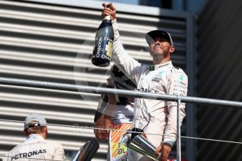 World © Octane Photographic Ltd. Mercedes AMG Petronas – Lewis Hamilton. Sunday 28th August 2016, F1 Belgian GP Race Podium, Spa-Francorchamps, Belgium. Digital Ref : 1693LB1D3577