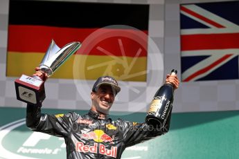 World © Octane Photographic Ltd. Red Bull Racing – Daniel Ricciardo. Sunday 28th August 2016, F1 Belgian GP Race Podium, Spa-Francorchamps, Belgium. Digital Ref : 1693LB1D3595