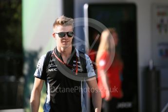 World © Octane Photographic Ltd. Sahara Force India VJM09 - Nico Hulkenberg. Saturday 27th August 2016, F1 Belgian GP Paddock, Spa-Francorchamps, Belgium. Digital Ref :1686LB1D8565