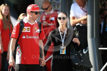 World © Octane Photographic Ltd. Scuderia Ferrari SF16-H – Kimi Raikkonen with wife Minttu Virtanen. Saturday 27th August 2016, F1 Belgian GP Paddock, Spa-Francorchamps, Belgium. Digital Ref :1686LB1D8683