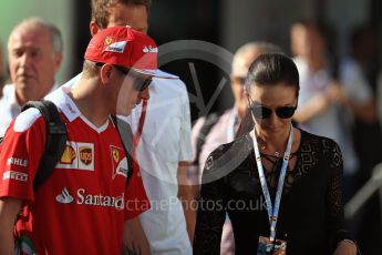World © Octane Photographic Ltd. Scuderia Ferrari SF16-H – Kimi Raikkonen with wife Minttu Virtanen. Saturday 27th August 2016, F1 Belgian GP Paddock, Spa-Francorchamps, Belgium. Digital Ref :1686LB1D8689