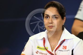 World © Octane Photographic Ltd. F1 Belgian GP FIA Personnel Press Conference, Spa-Francorchamps, Belgium. Friday 26th August 2016. Monisha Kaltenborn – Sauber F1 Team Team Principal. Digital Ref : 1684LB1D7724