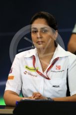 World © Octane Photographic Ltd. F1 Belgian GP FIA Personnel Press Conference, Spa-Francorchamps, Belgium. Friday 26th August 2016. Monisha Kaltenborn – Sauber F1 Team Team Principal. Digital Ref : 1684LB1D7751