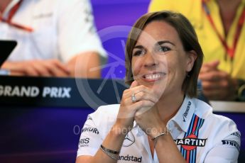 World © Octane Photographic Ltd. F1 Belgian GP FIA Personnel Press Conference, Spa-Francorchamps, Belgium. Friday 26th August 2016. Claire Williams – Williams Martini Racing Deputy Team Principal. Digital Ref : 1684LB1D7792