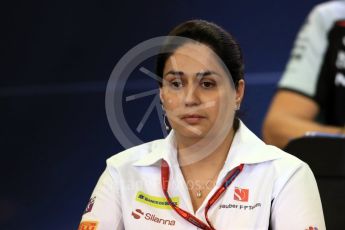 World © Octane Photographic Ltd. F1 Belgian GP FIA Personnel Press Conference, Spa-Francorchamps, Belgium. Friday 26th August 2016. Monisha Kaltenborn – Sauber F1 Team Team Principal. Digital Ref : 1684LB1D7828
