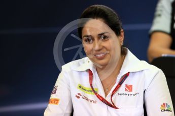 World © Octane Photographic Ltd. F1 Belgian GP FIA Personnel Press Conference, Spa-Francorchamps, Belgium. Friday 26th August 2016. Monisha Kaltenborn – Sauber F1 Team Team Principal. Digital Ref : 1684LB1D7869
