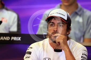 World © Octane Photographic Ltd. F1 Belgian GP FIA Drivers’ Press Conference, Spa-Francorchamps, Belgium. Thursday 25th August 2016. McLaren Honda - Fernando Alonso. Digital Ref : 1678LB1D5715