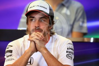 World © Octane Photographic Ltd. F1 Belgian GP FIA Drivers’ Press Conference, Spa-Francorchamps, Belgium. Thursday 25th August 2016. McLaren Honda - Fernando Alonso. Digital Ref : 1678LB1D5773