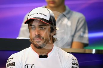 World © Octane Photographic Ltd. F1 Belgian GP FIA Drivers’ Press Conference, Spa-Francorchamps, Belgium. Thursday 25th August 2016. McLaren Honda - Fernando Alonso. Digital Ref : 1678LB1D5815