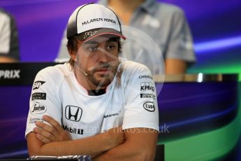 World © Octane Photographic Ltd. F1 Belgian GP FIA Drivers’ Press Conference, Spa-Francorchamps, Belgium. Thursday 25th August 2016. McLaren Honda - Fernando Alonso. Digital Ref : 1678LB1D5954