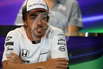 World © Octane Photographic Ltd. F1 Belgian GP FIA Drivers’ Press Conference, Spa-Francorchamps, Belgium. Thursday 25th August 2016. McLaren Honda - Fernando Alonso. Digital Ref : 1678LB1D5977