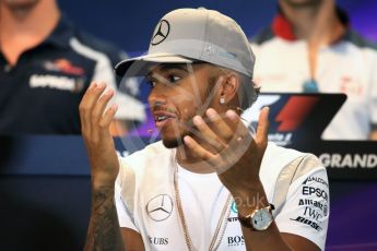 World © Octane Photographic Ltd. F1 Belgian GP FIA Drivers’ Press Conference, Spa-Francorchamps, Belgium. Thursday 25th August 2016. Mercedes AMG Petronas – Lewis Hamilton. Digital Ref : 1678LB1D5997