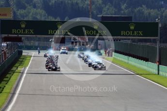 World © Octane Photographic Ltd. Rapax - GP2/11 – Gustav Malja leads the race start. Sunday 28th August 2016, GP2 Race 2, Spa-Francorchamps, Belgium. Digital Ref : 1690LB1D1740