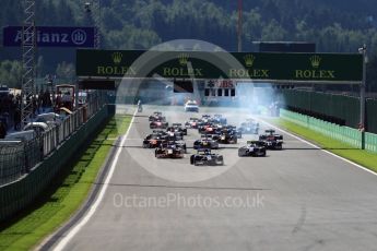 World © Octane Photographic Ltd. Rapax - GP2/11 – Gustav Malja leads the race start. Sunday 28th August 2016, GP2 Race 2, Spa-Francorchamps, Belgium. Digital Ref : 1690LB1D1762