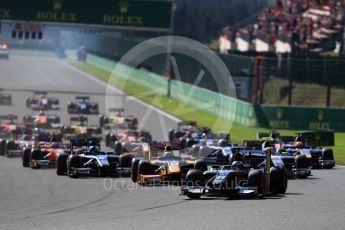 World © Octane Photographic Ltd. Rapax - GP2/11 – Gustav Malja leads the race start. Saturday 27th August 2016, GP2 Race 1, Spa-Francorchamps, Belgium. Digital Ref : 1690LB1D1791