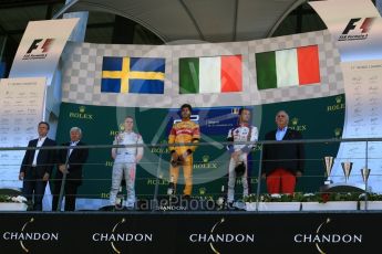 World © Octane Photographic Ltd. Prema Racing - GP2/11 – Antonia Giovinazzi, Rapax - GP2/11 – Gustav Malja and Trident - GP2/11 – Luca Ghiotto. Sunday 28th August 2016, GP2 Race 2, Spa-Francorchamps, Belgium. Digital Ref : 1690LB2D4565