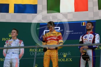 World © Octane Photographic Ltd. Prema Racing - GP2/11 – Antonia Giovinazzi, Rapax - GP2/11 – Gustav Malja and Trident - GP2/11 – Luca Ghiotto. Sunday 28th August 2016, GP2 Race 2, Spa-Francorchamps, Belgium. Digital Ref : 1690LB2D4582