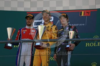 World © Octane Photographic Ltd. Arden International – GP3/16 – Jack Aitken, Trident – GP3/16 – Antonia Fuoco and DAMS - GP3/16 – Santino Ferrucci. Sunday 28th August 2016, GP3 Race 2, Spa-Francorchamps, Belgium. Digital Ref : 1689LB2D4383